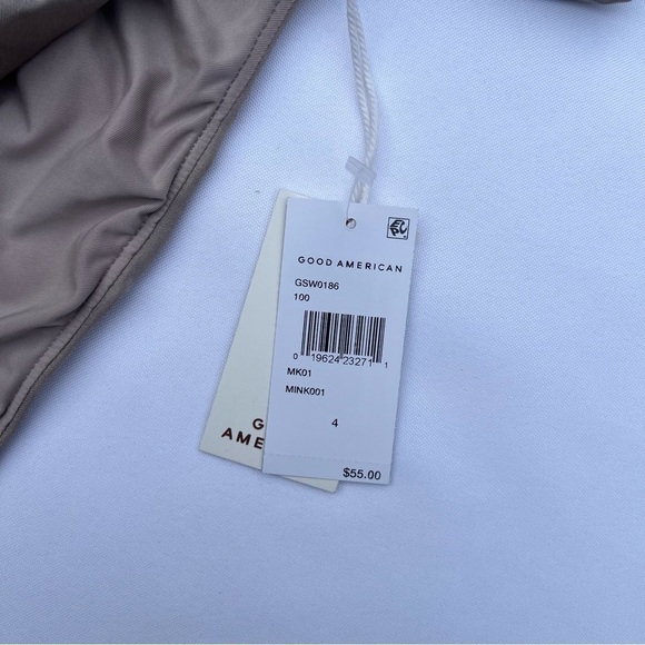 Good American Mink Shine Satin Ruched High Rise Bikini Bottoms Size 4/XLarge NWT - Picture 12 of 16